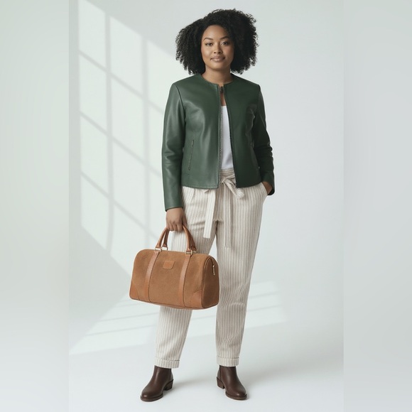 ❌sold❌Luxury Travel Capsule | Celine Boston Bag Olive Leather Jacket Ted Baker - Picture 3 of 6